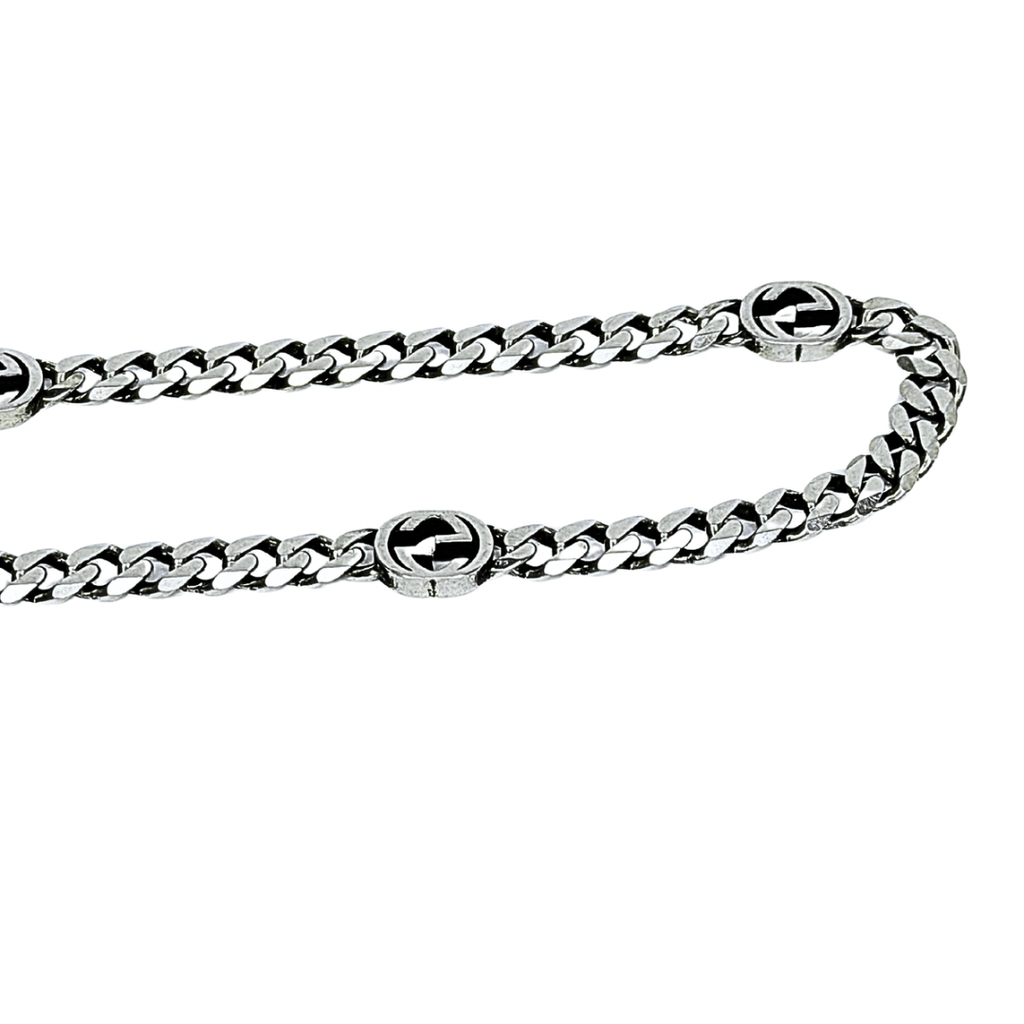 Gucci Interlocking G Sterling Station Chain Necklace 20”