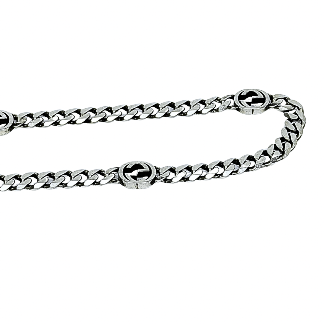 Gucci Interlocking G Sterling Station Chain Necklace 20”