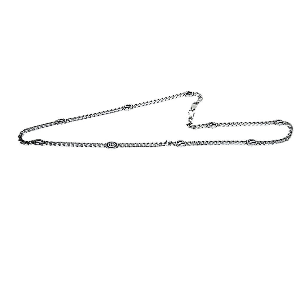 Gucci Interlocking G Sterling Station Chain Necklace 20”