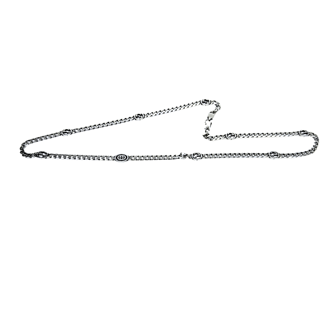 Gucci Interlocking G Sterling Station Chain Necklace 20”