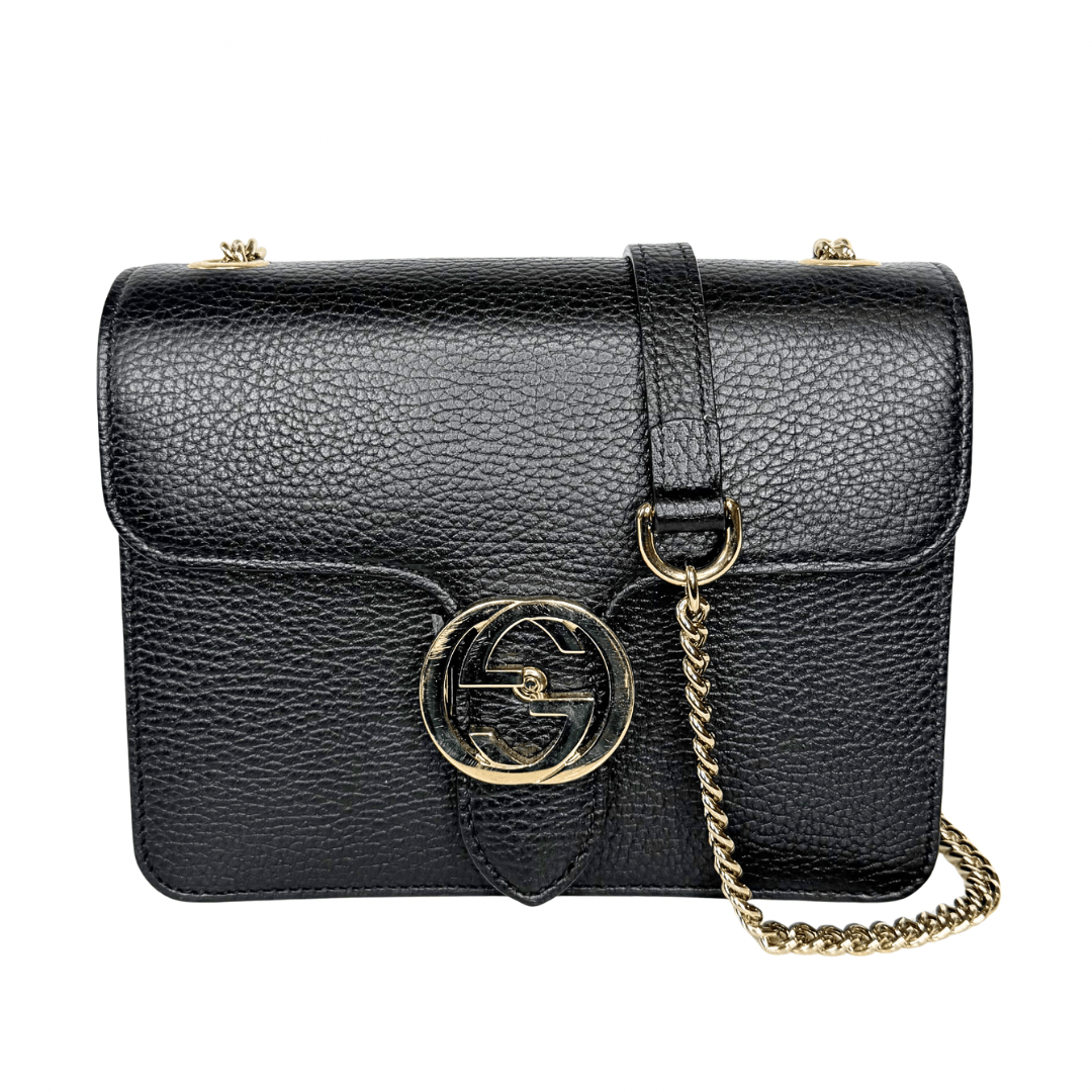 Gucci Leather Interlocking G Convertible Chain Bag