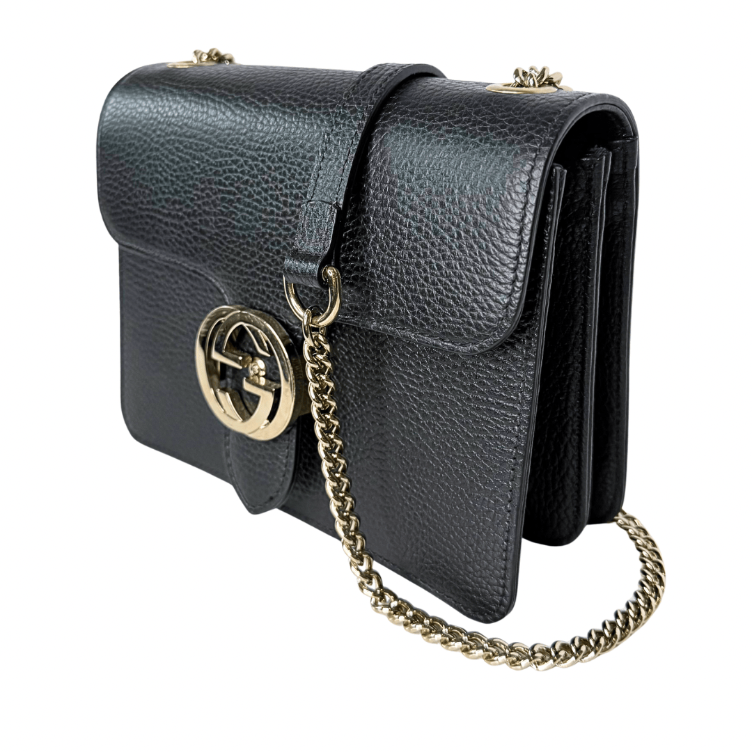 Gucci Leather Interlocking G Convertible Chain Bag