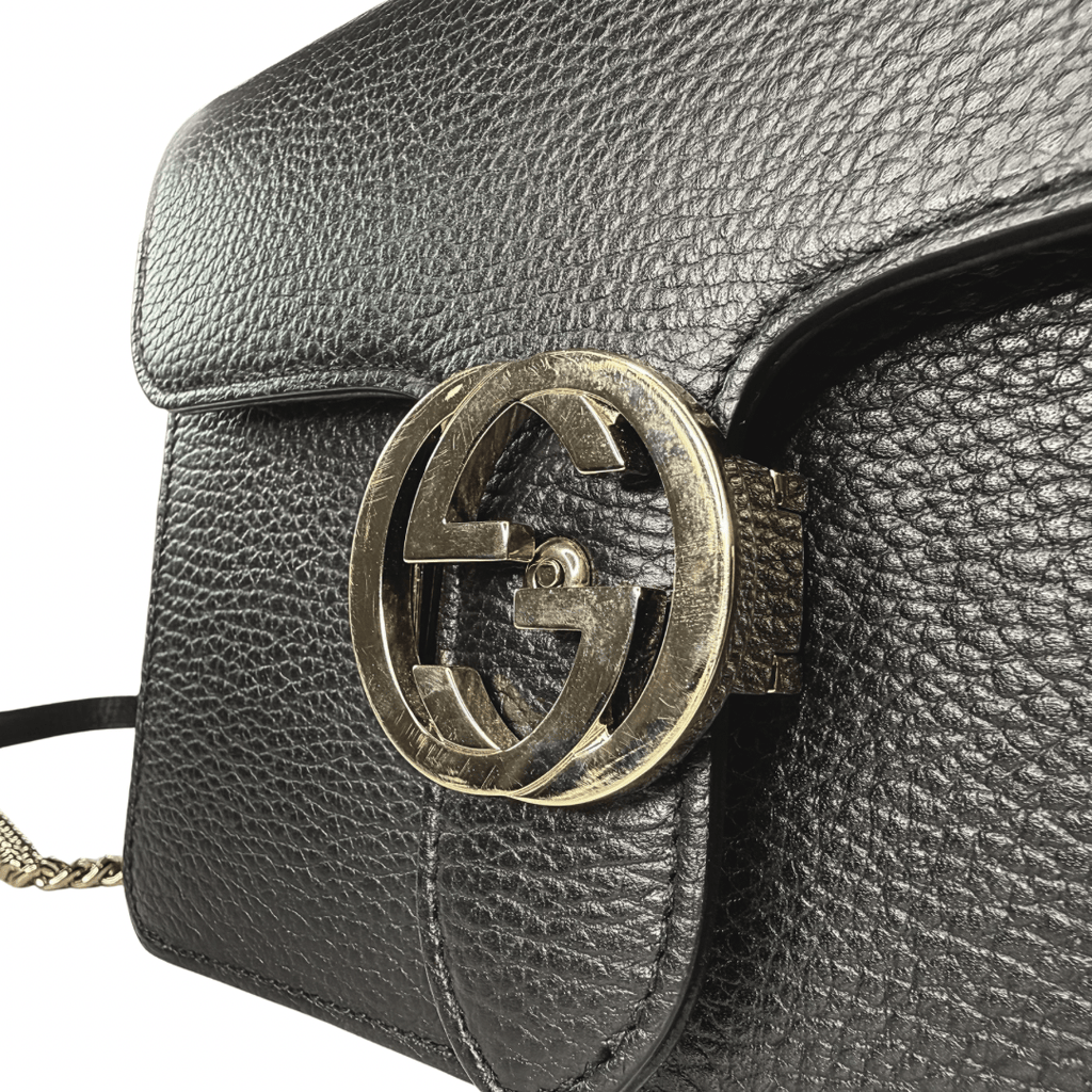 Gucci Leather Interlocking G Convertible Chain Bag
