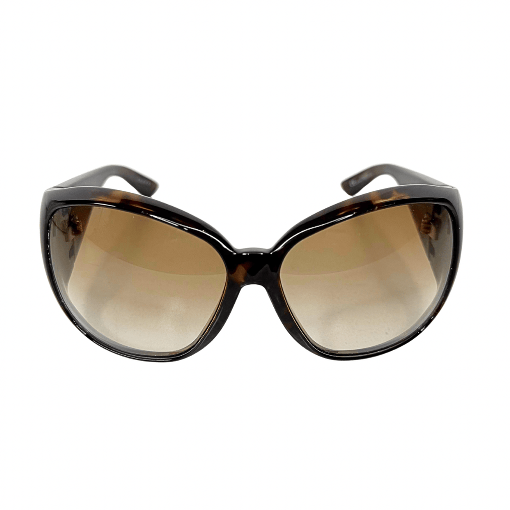 Gucci Oversized Tortoise GG Crest Sunglasses