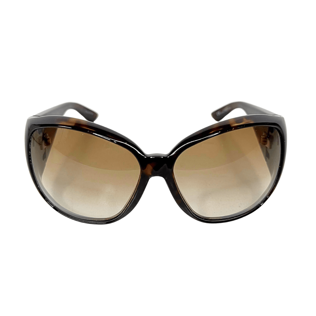 Gucci Oversized Tortoise GG Crest Sunglasses