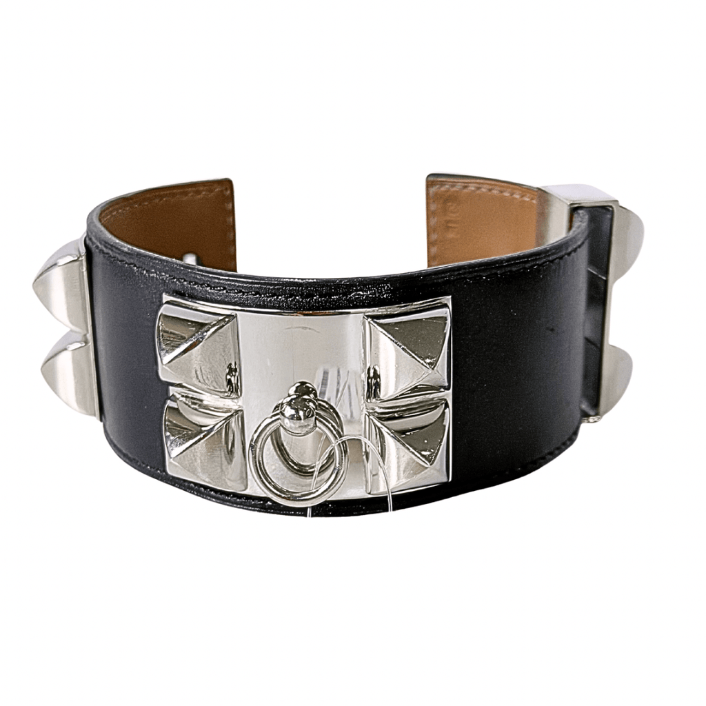 Hermes Collier De Chien Cuff Bracelet Palladium