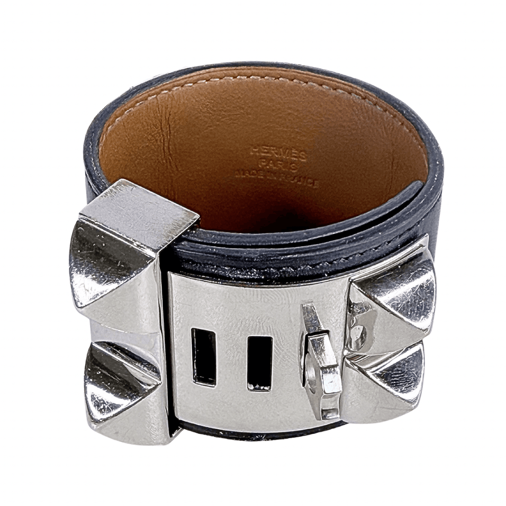 Hermes Collier De Chien Cuff Bracelet Palladium