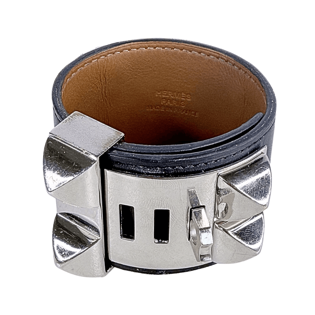 Hermes Collier De Chien Cuff Bracelet Palladium