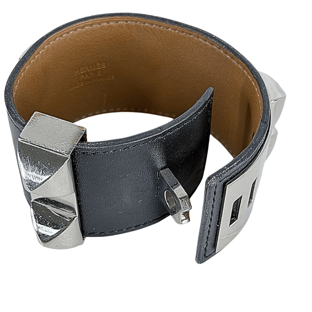 Hermes Collier De Chien Cuff Bracelet Palladium