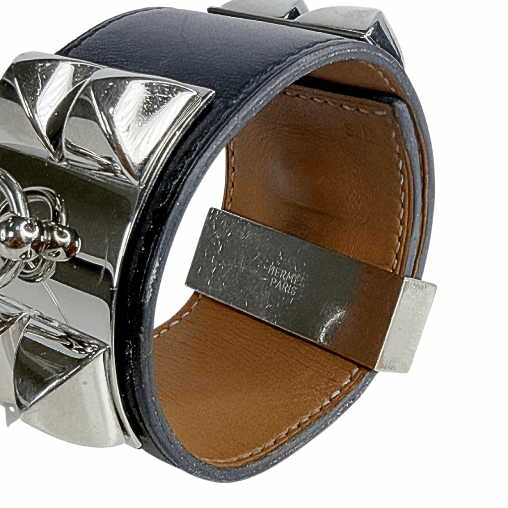 Hermes Collier De Chien Cuff Bracelet Palladium