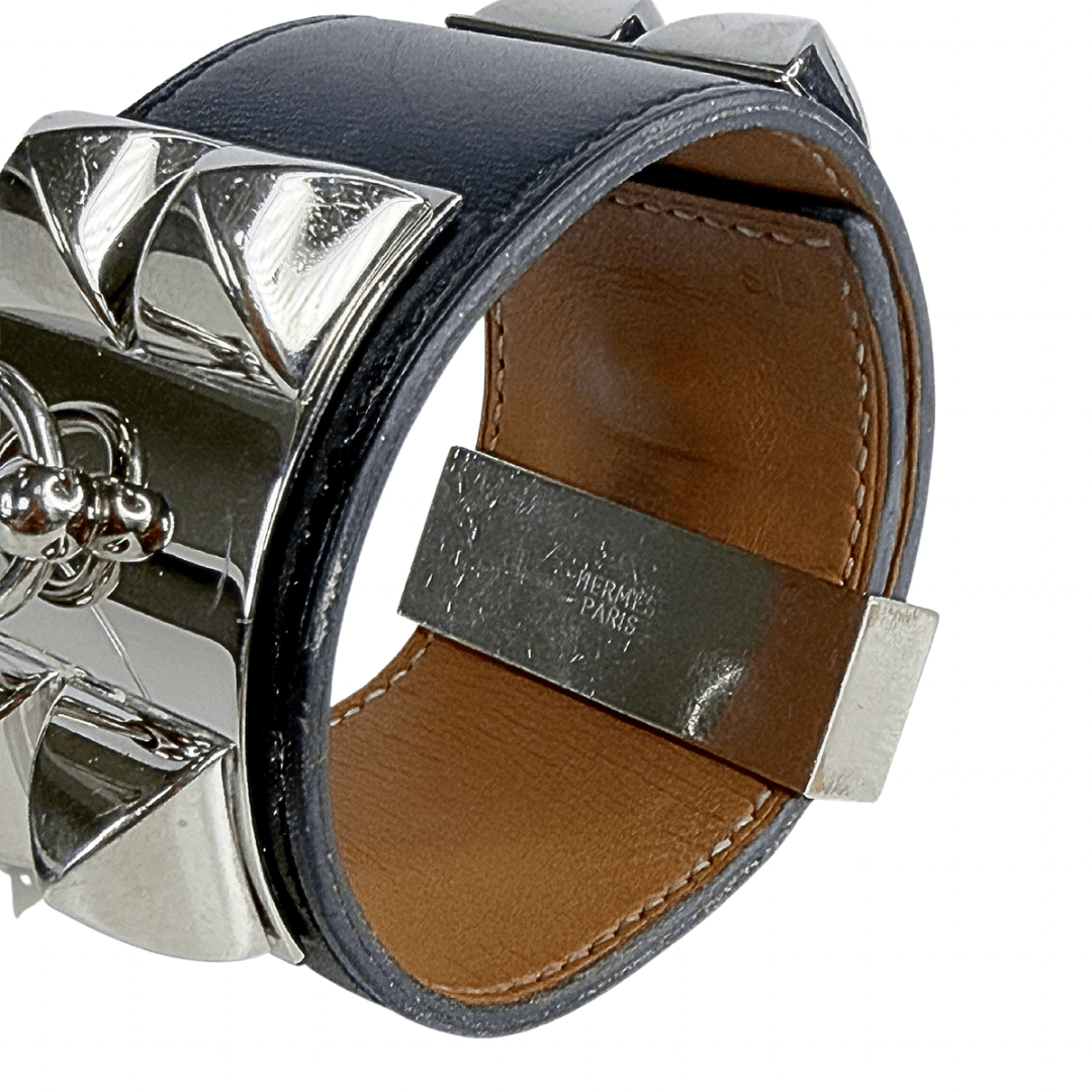 Hermes Collier De Chien Cuff Bracelet Palladium
