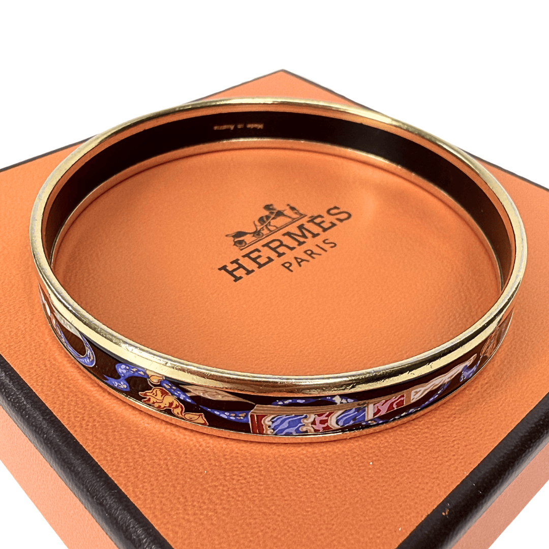 Hermes Narrow Ribbons & Fans Enamel Bracelet