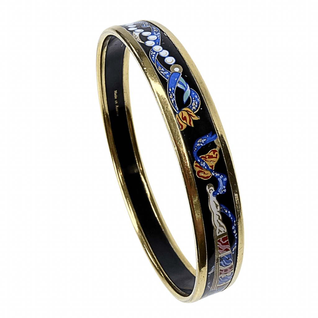 Hermes Narrow Ribbons & Fans Enamel Bracelet