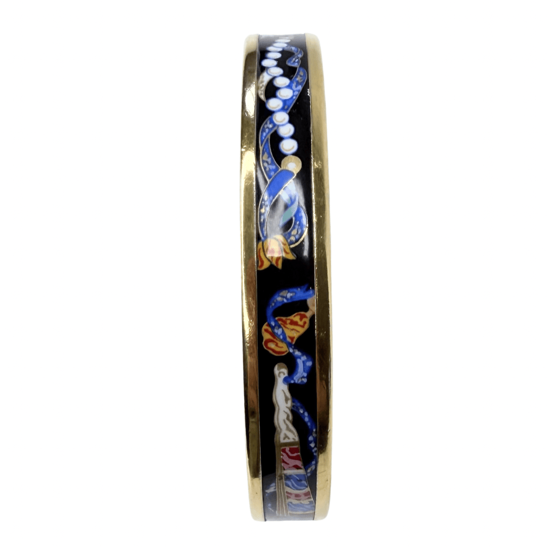 Hermes Narrow Ribbons & Fans Enamel Bracelet