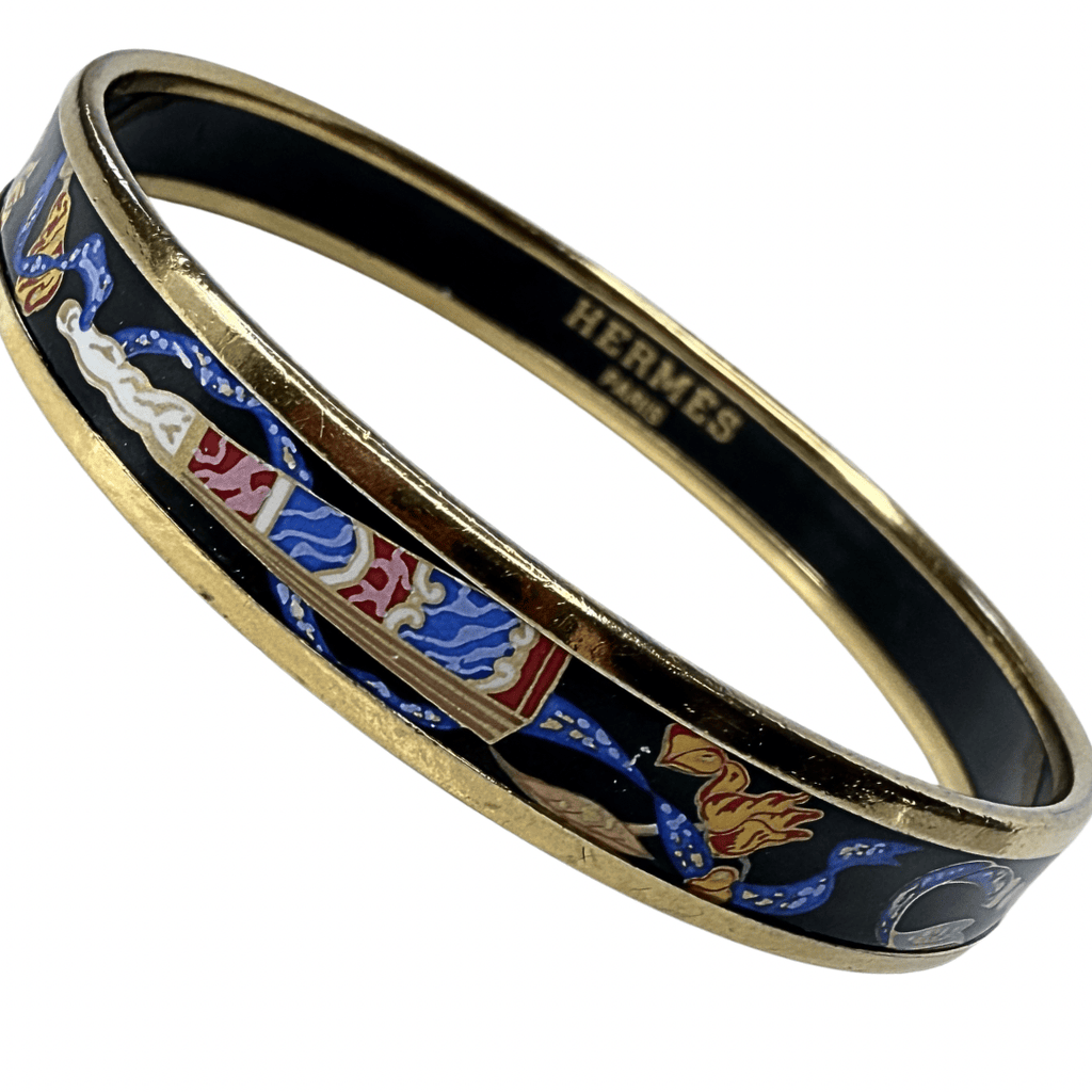 Hermes Narrow Ribbons & Fans Enamel Bracelet