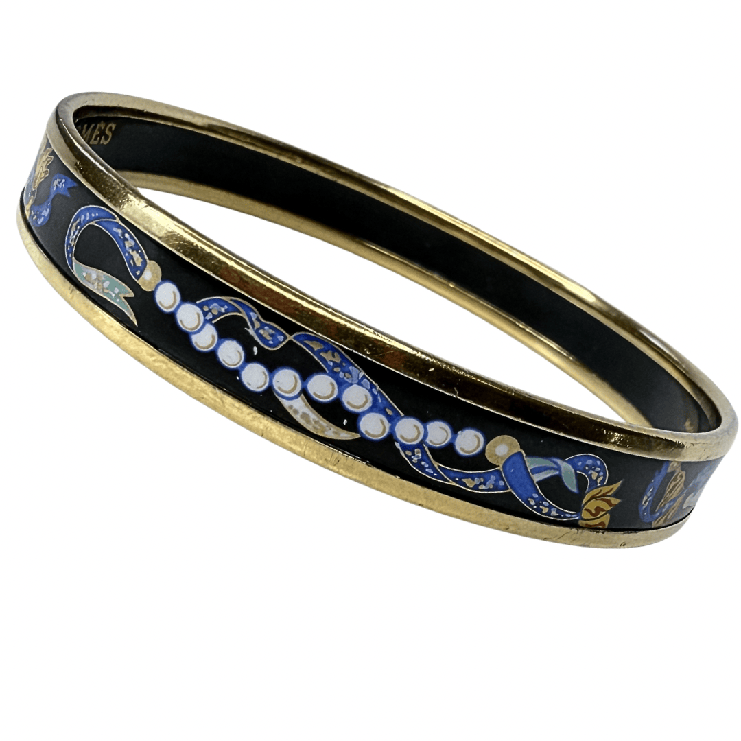 Hermes Narrow Ribbons & Fans Enamel Bracelet