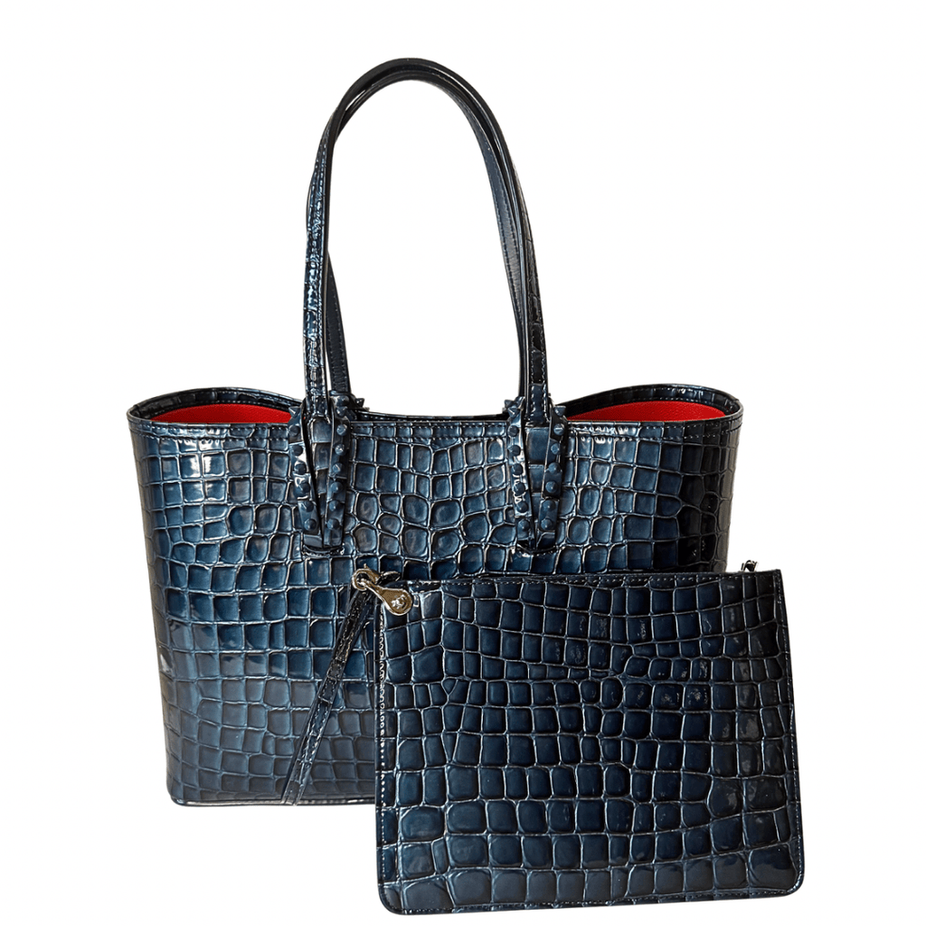 Christian Louboutin Croc Embossed Leather Tote