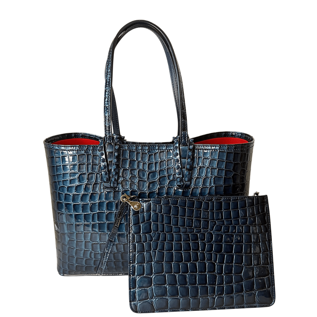 Christian Louboutin Croc Embossed Leather Tote