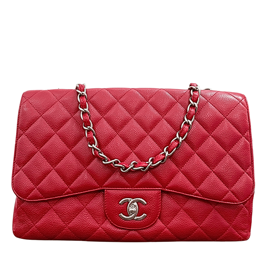 Chanel Red Caviar Quilted Double Flap