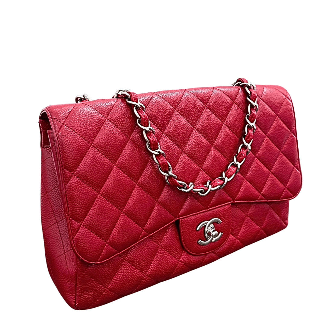 Chanel Red Caviar Quilted Double Flap