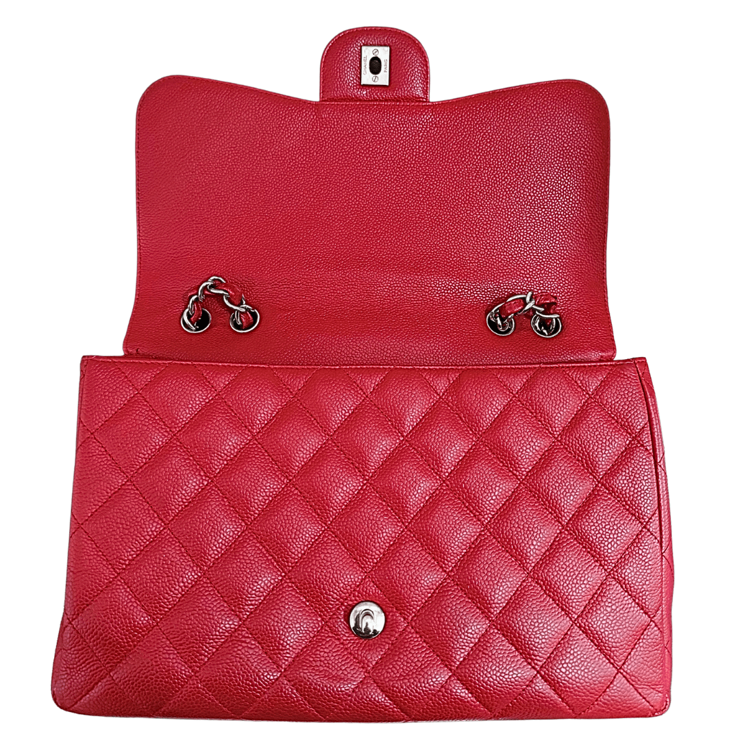 Chanel Red Caviar Quilted Double Flap
