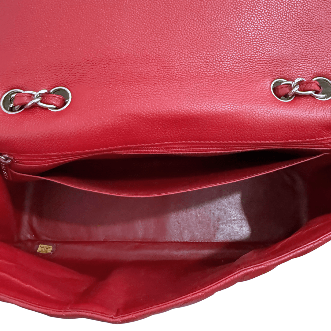 Chanel Red Caviar Quilted Double Flap