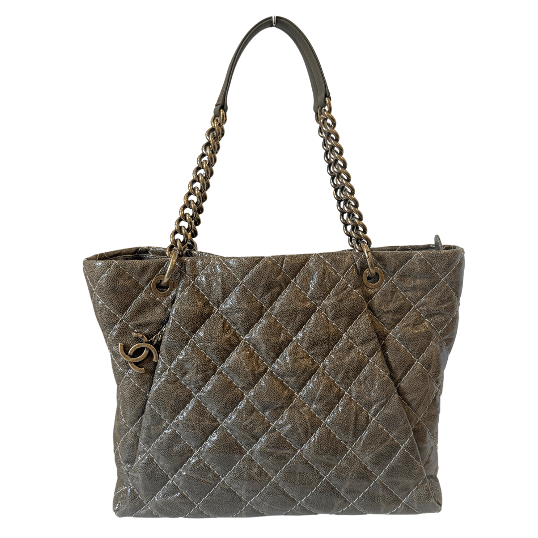 Chanel Glazed Caviar Quilted Coco Pleats Shopping Tote