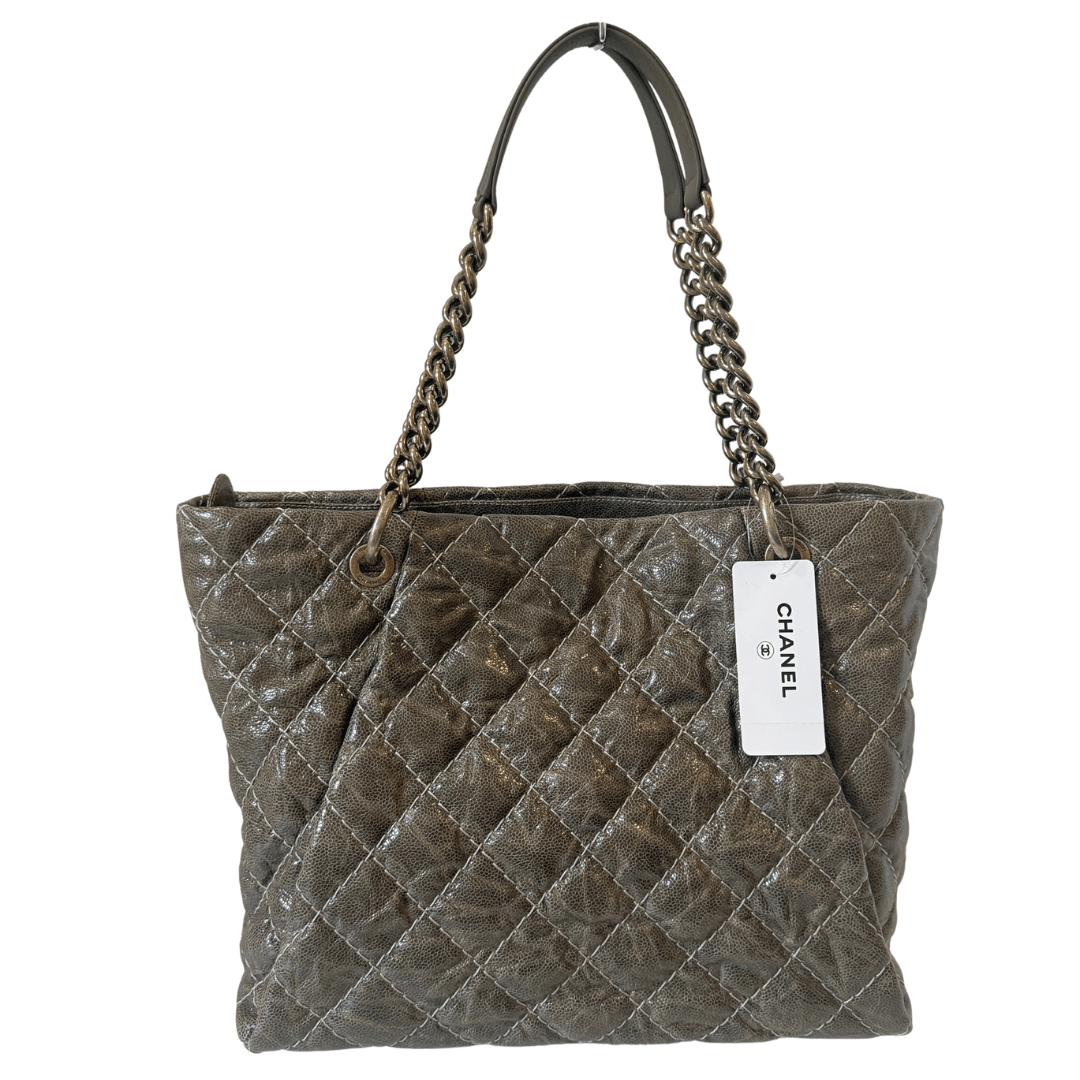 Chanel Glazed Caviar Quilted Coco Pleats Shopping Tote