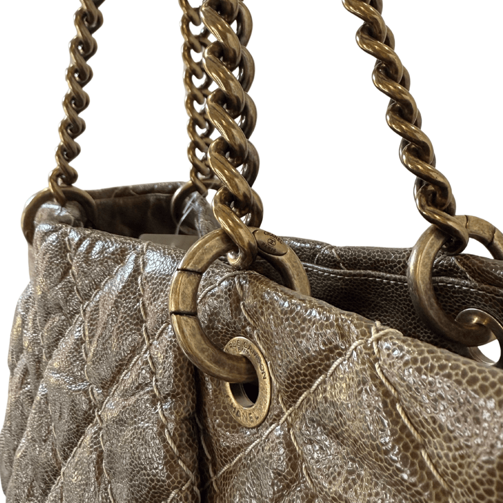Chanel Glazed Caviar Quilted Coco Pleats Shopping Tote