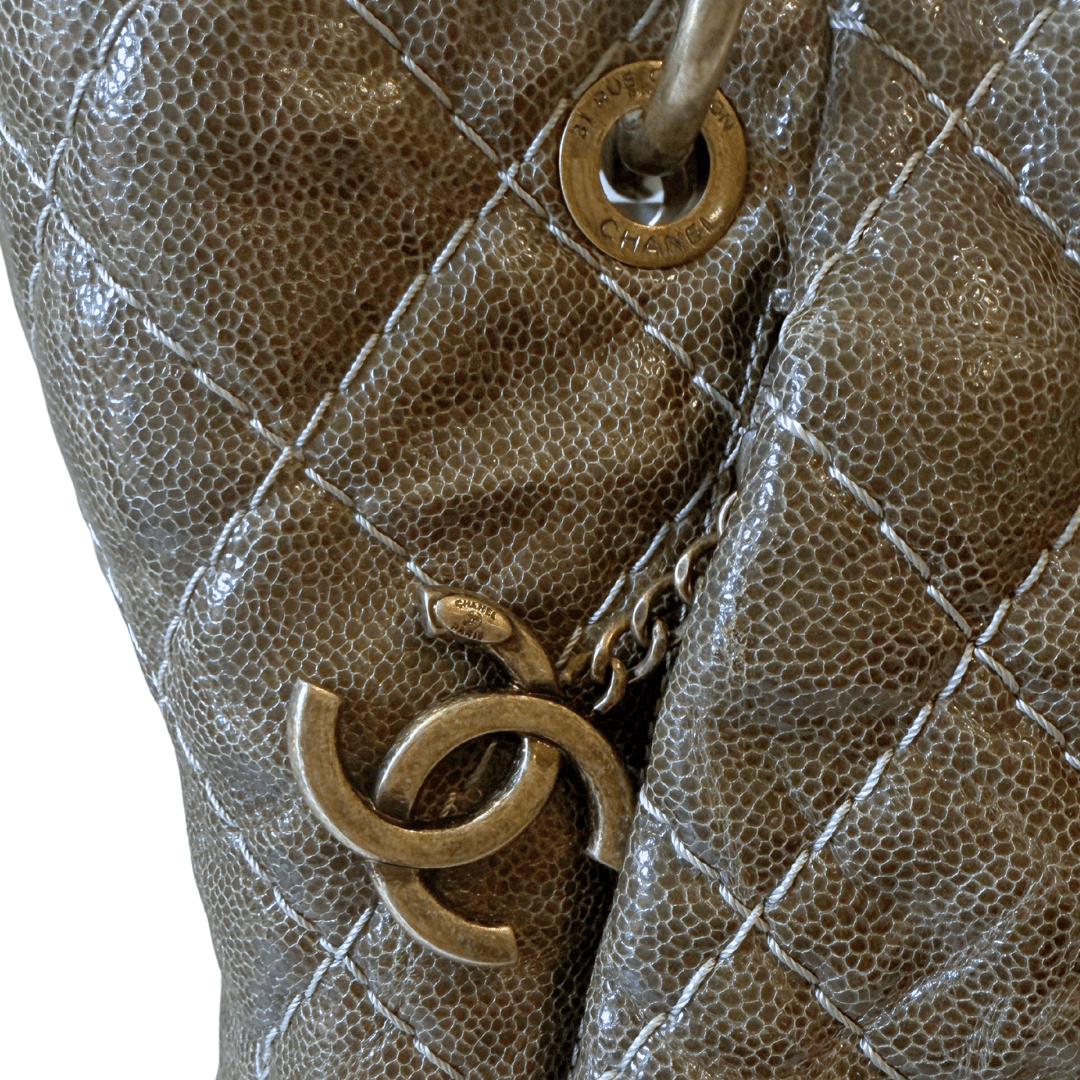Chanel Glazed Caviar Quilted Coco Pleats Shopping Tote