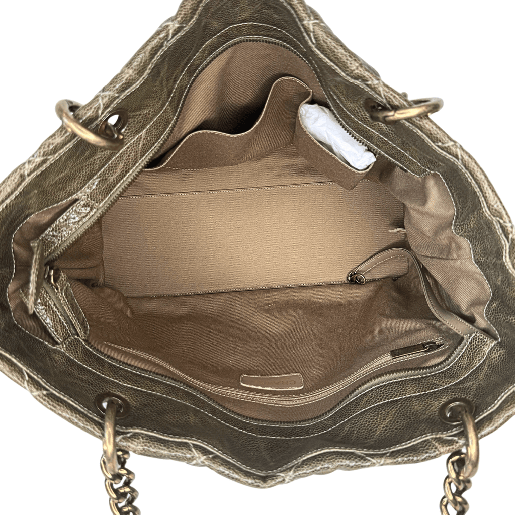 Chanel Glazed Caviar Quilted Coco Pleats Shopping Tote
