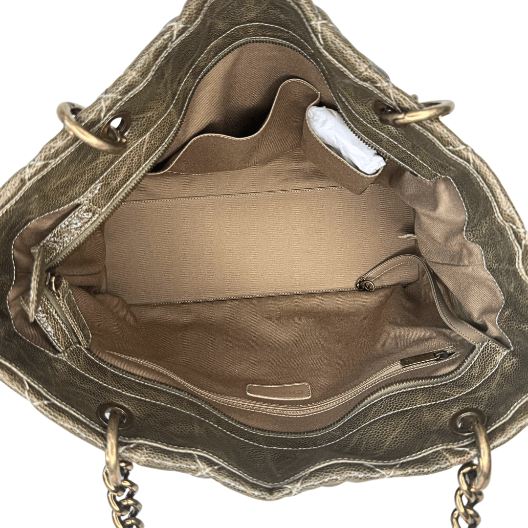 Chanel Glazed Caviar Quilted Coco Pleats Shopping Tote
