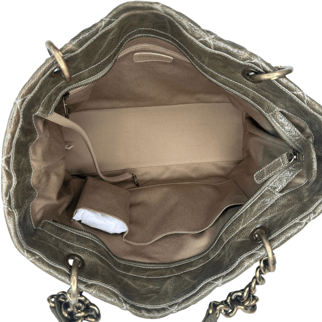 Chanel Glazed Caviar Quilted Coco Pleats Shopping Tote