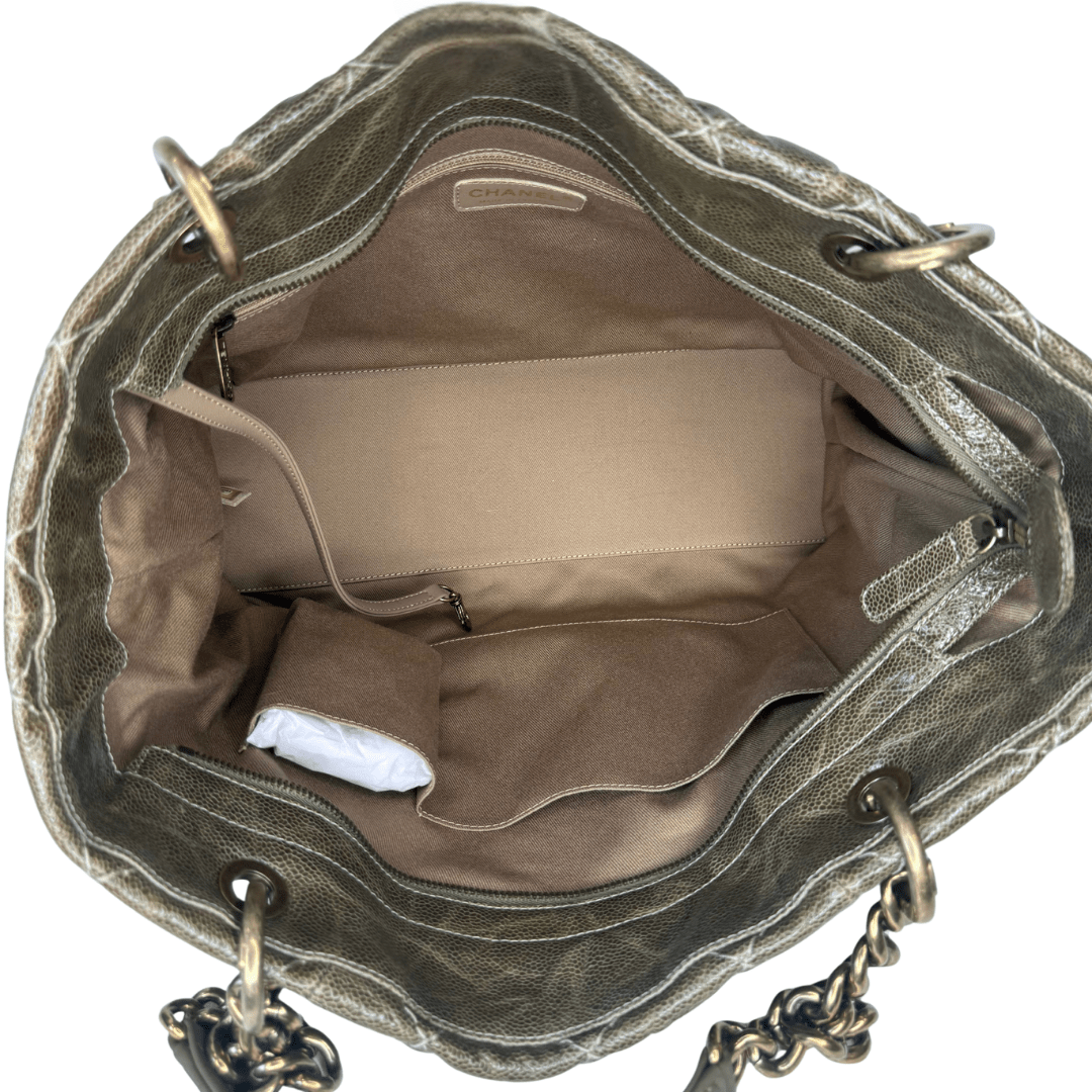 Chanel Glazed Caviar Quilted Coco Pleats Shopping Tote