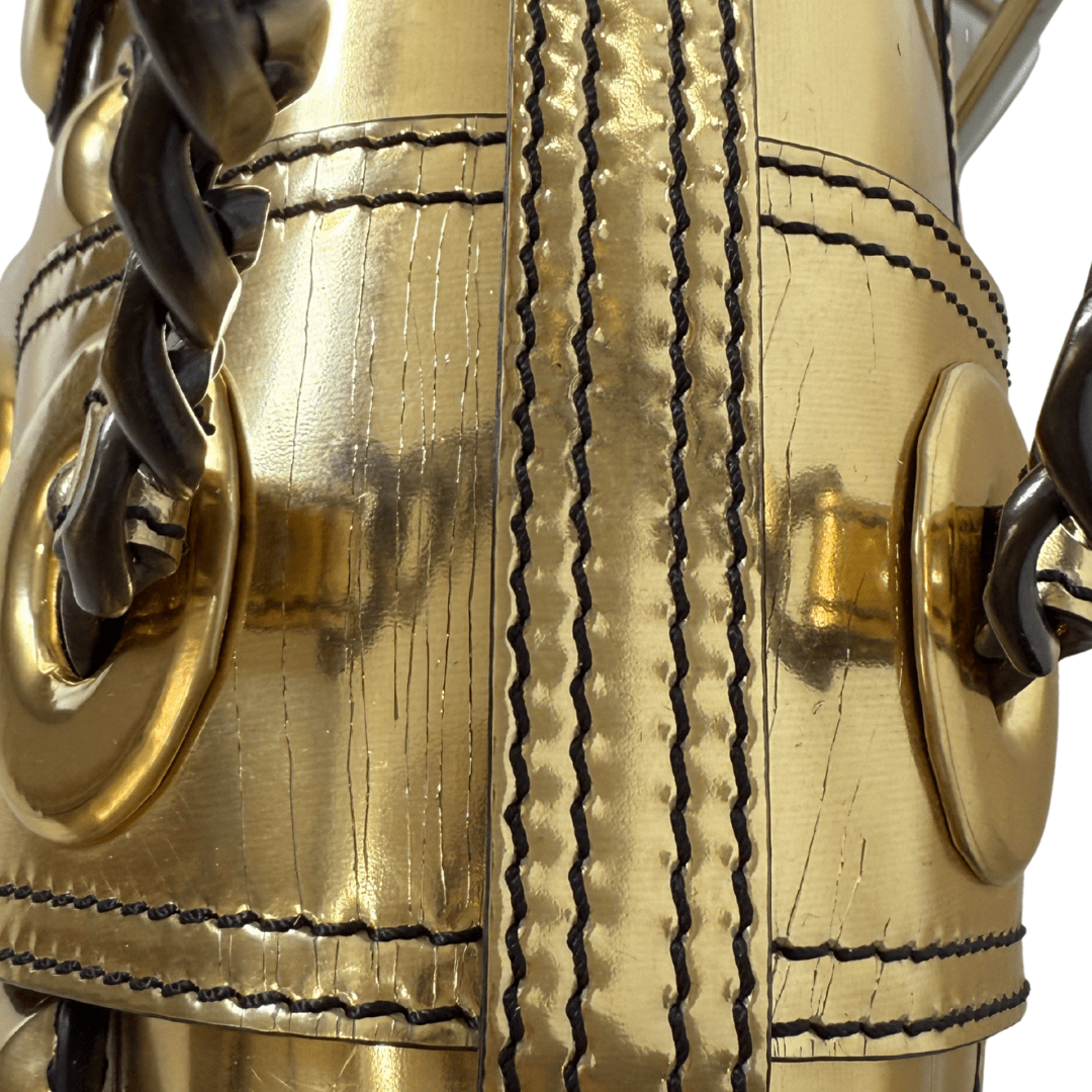 Fendi Gold Patent Leather B Buckle Handbag