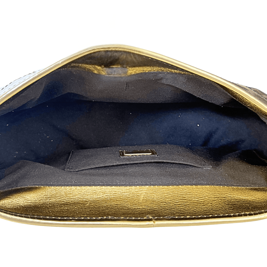 Fendi Gold Patent Leather B Buckle Handbag