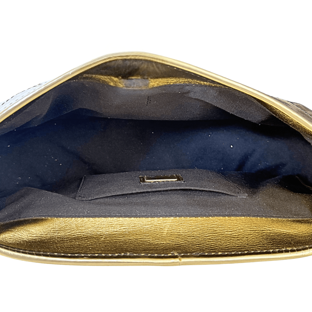 Fendi Gold Patent Leather B Buckle Handbag