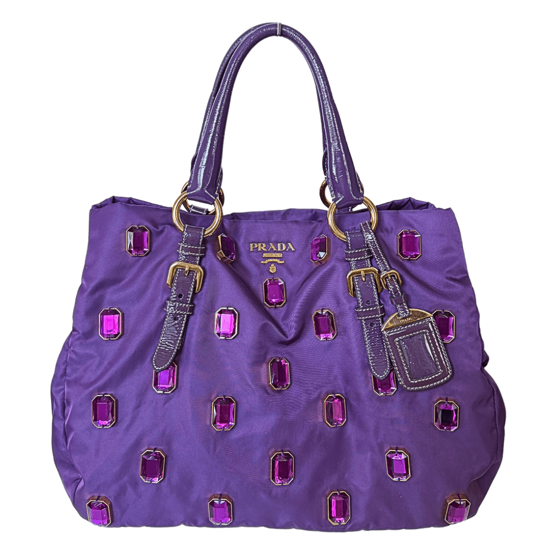 Prada Anemone Purple Pietre Jewel Shopper Tote