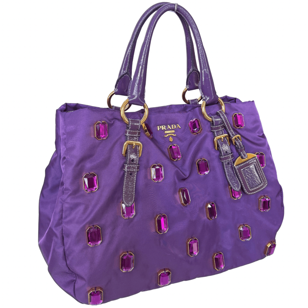 Prada Anemone Purple Pietre Jewel Shopper Tote