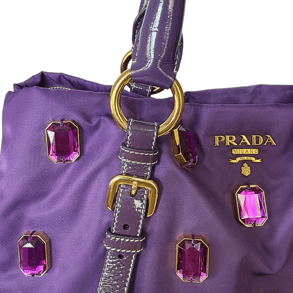 Prada Anemone Purple Pietre Jewel Shopper Tote