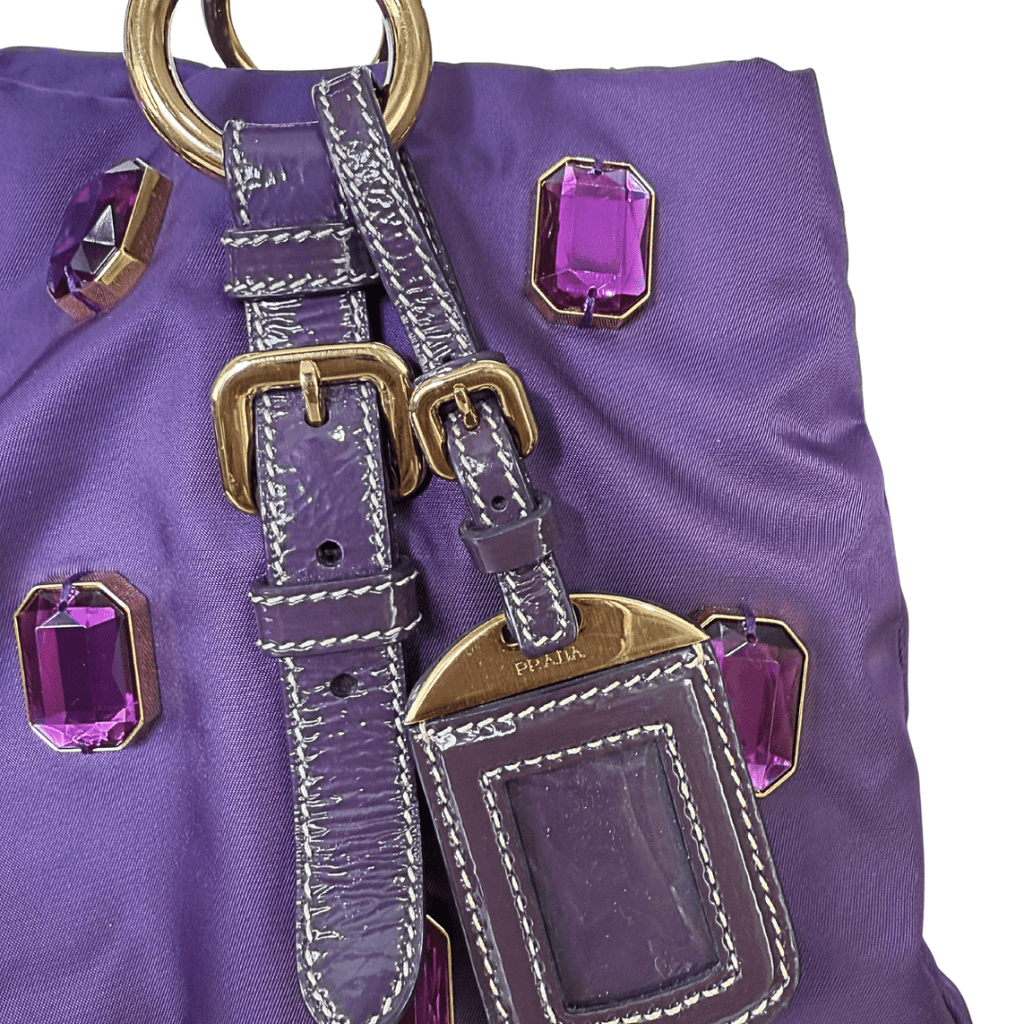 Prada Anemone Purple Pietre Jewel Shopper Tote