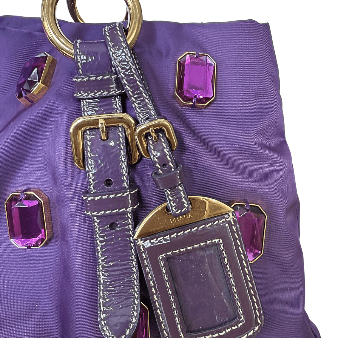 Prada Anemone Purple Pietre Jewel Shopper Tote