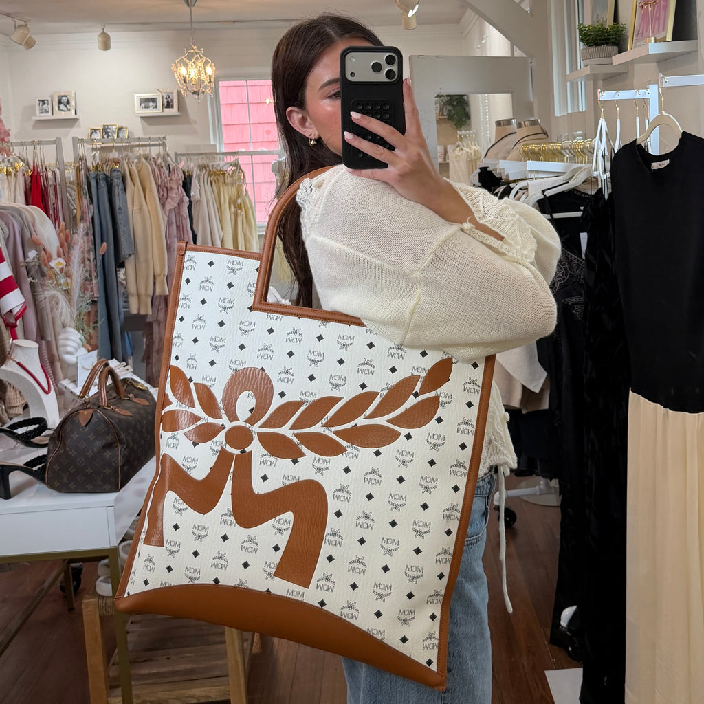 MCM Mega Laurel Leaf XL Shopper Tote