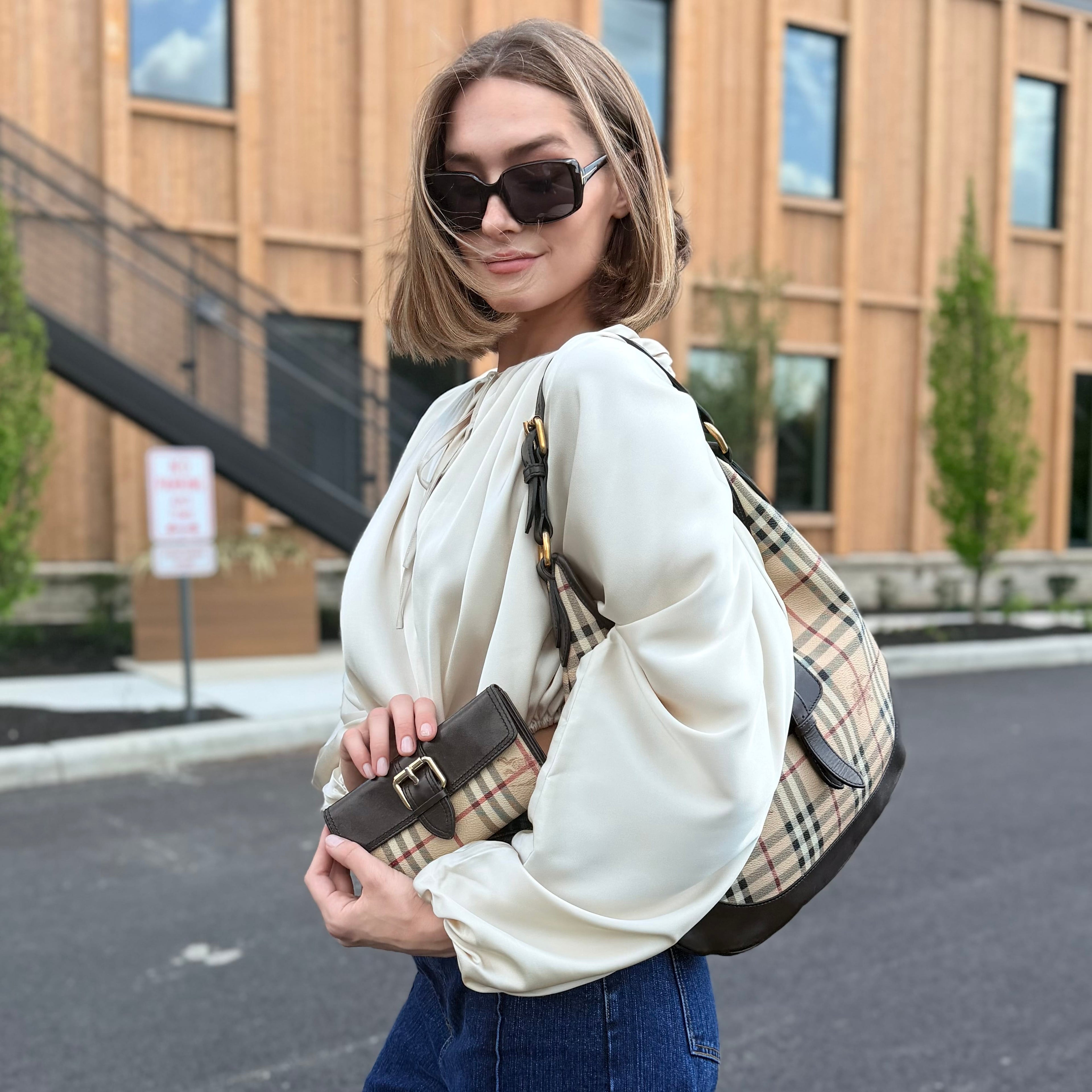 Burberry Haymarket Hobo Bag