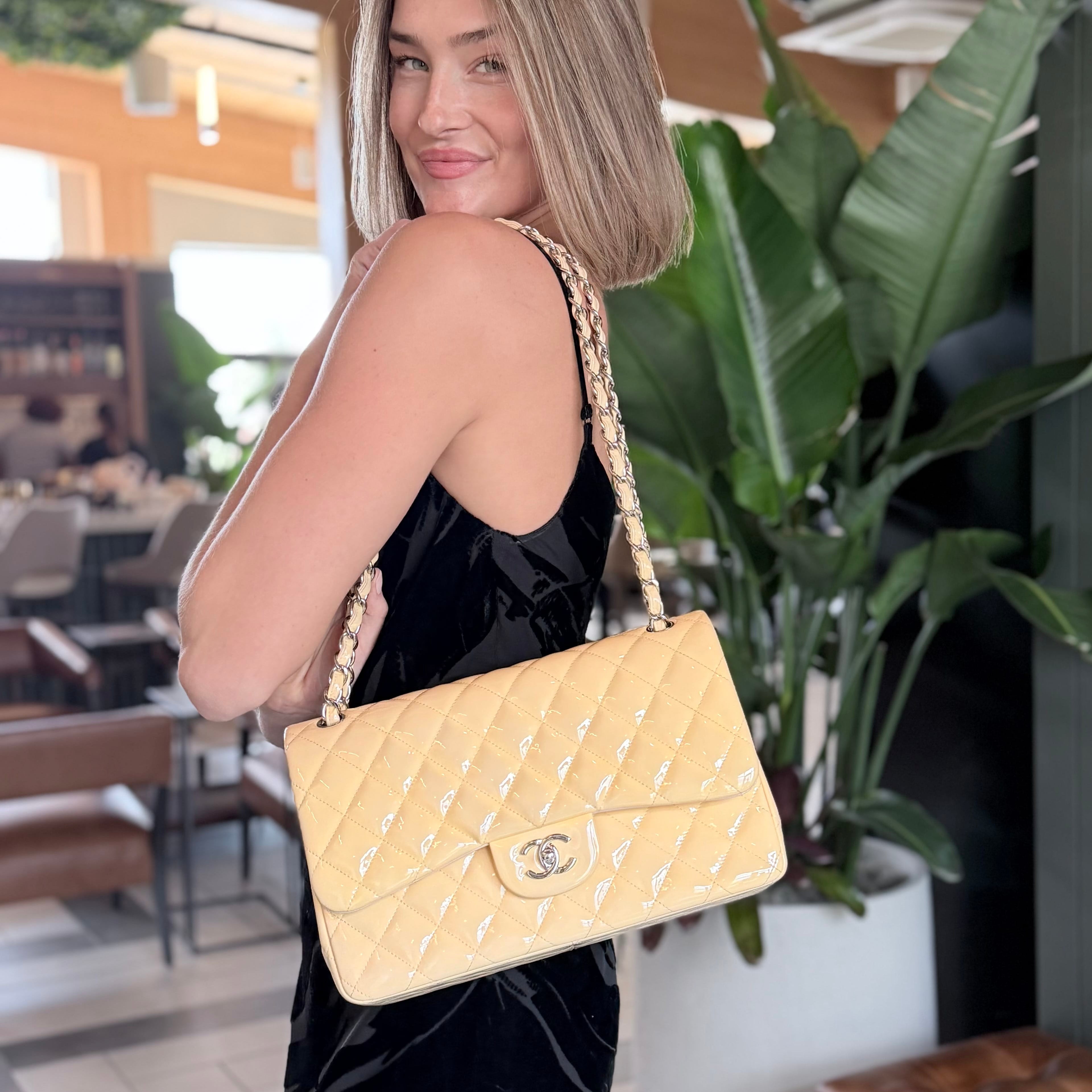 Chanel Patent Quilted Jumbo Double Flap