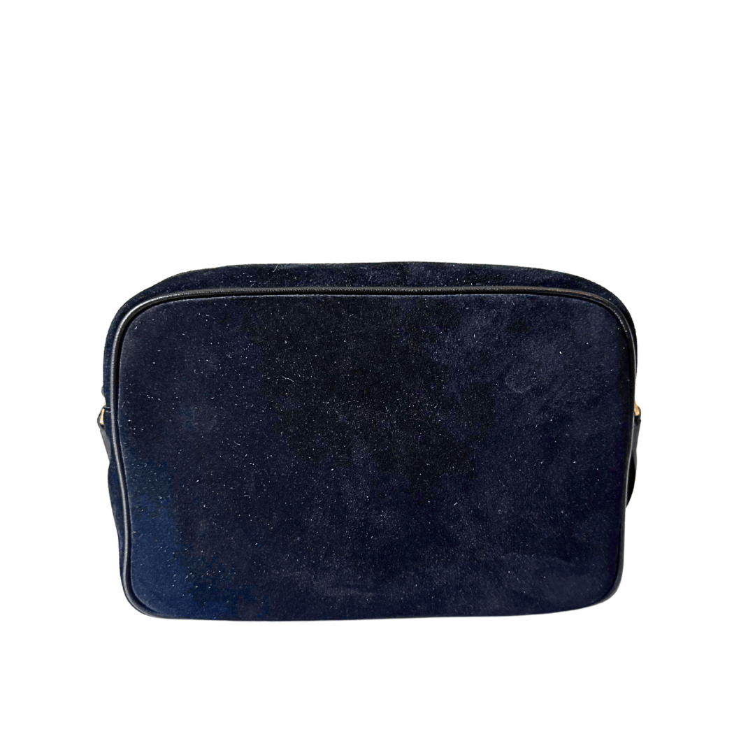 Saint Laurent Black Suede Crystal Camera Bag