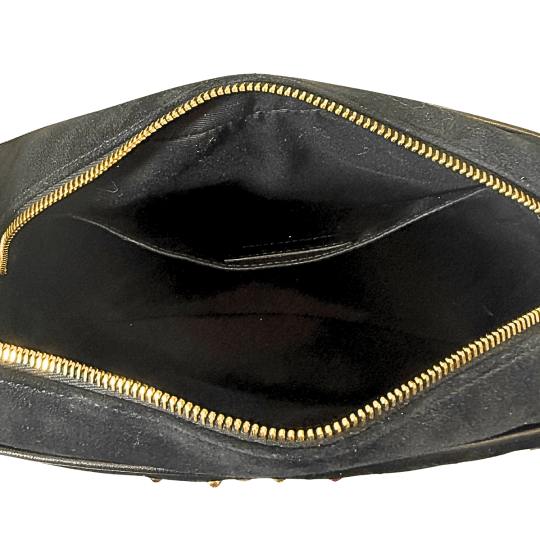 Saint Laurent Black Suede Crystal Camera Bag