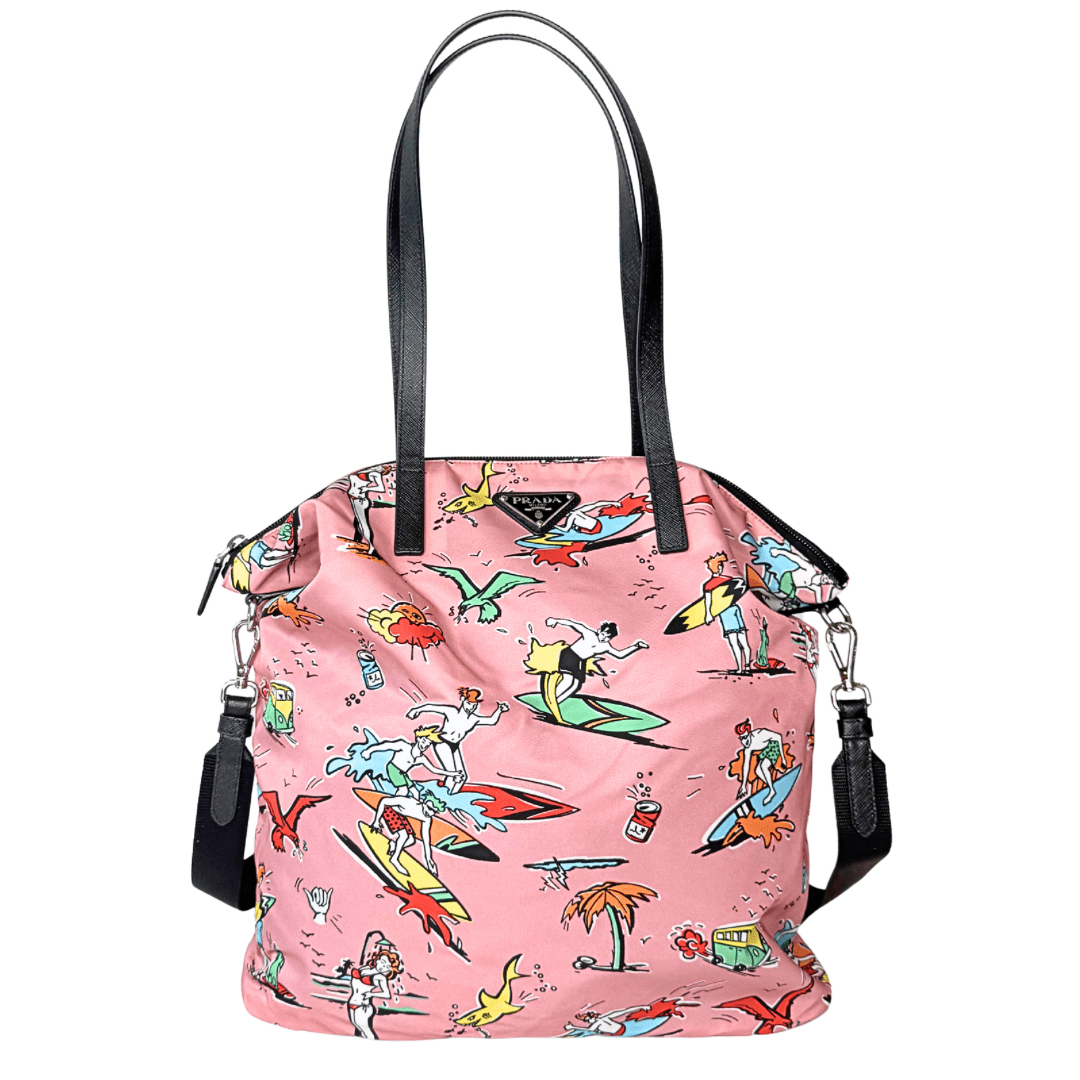Prada Stampato Tessuto Surf Print Tote