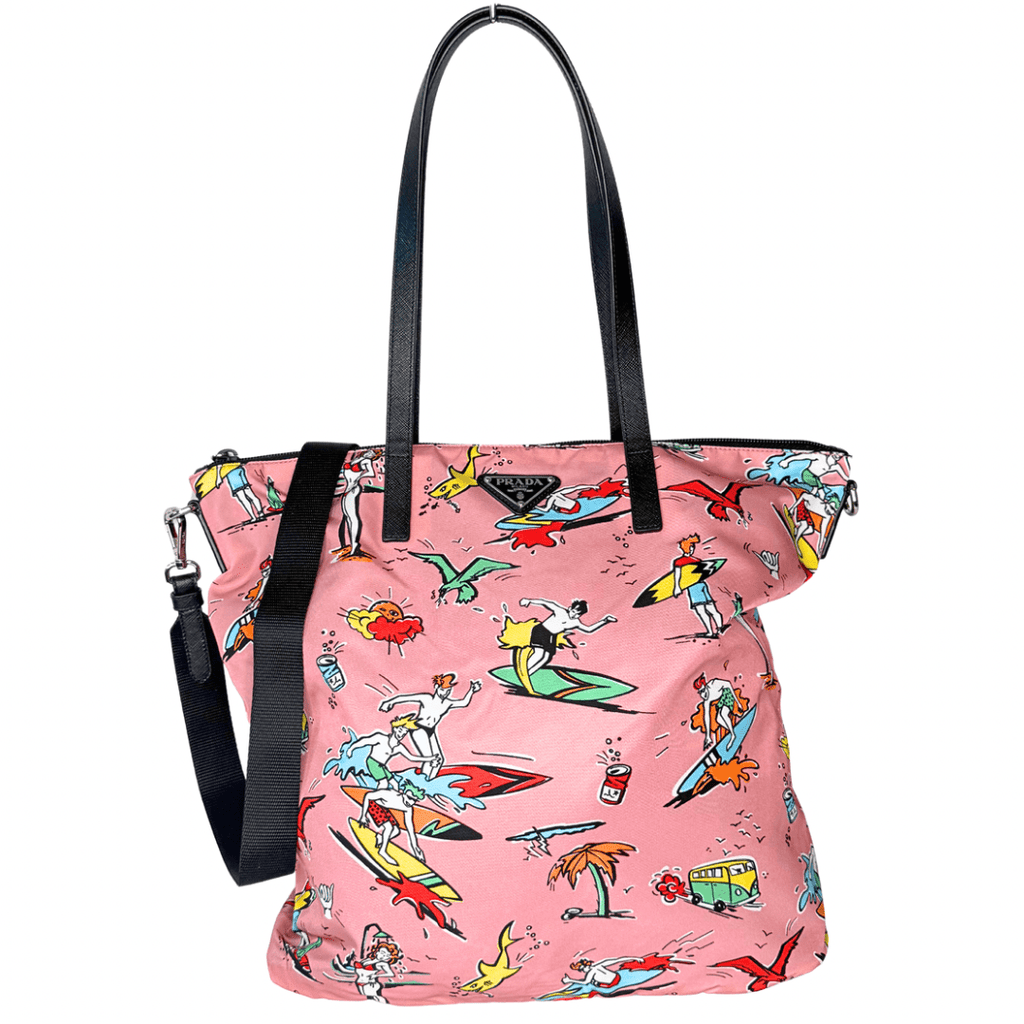 Prada Stampato Tessuto Surf Print Tote