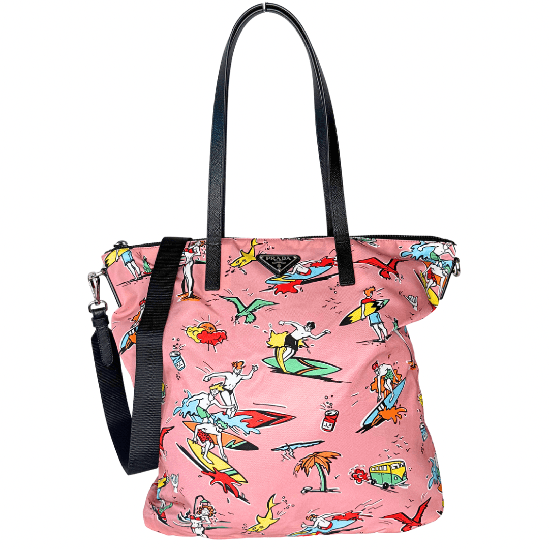 Prada Stampato Tessuto Surf Print Tote
